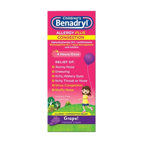 Children's BENADRYL® Allergy Plus Congestion - Jarabe para la congestion, niños