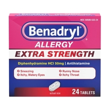BENADRYL<sup>®</sup> Allergy Relief ULTRATABS<sup>®</sup> - Pastillas antihistamínica​s, máxima concentración, con 50 mg de difenhidramina CIH